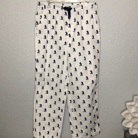Disney Mickey Mouse Cotton Lounge Pajama Pants White with Navy Print XL - Picture 1 of 11